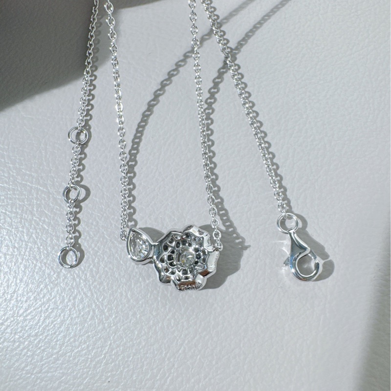 Chanel香奈兒 CAMÉLIA PRÉCIEUX系列 白金滿鑽山茶花水滴項鍊-5