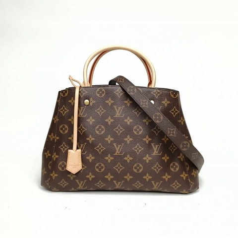 LOUIS VUITTON Montaigne蒙田中號33老花PVC金扣2018