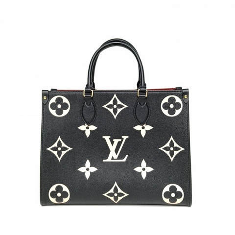 LOUIS VUITTON Onthego中號黑白牛皮晶片大Logo印花