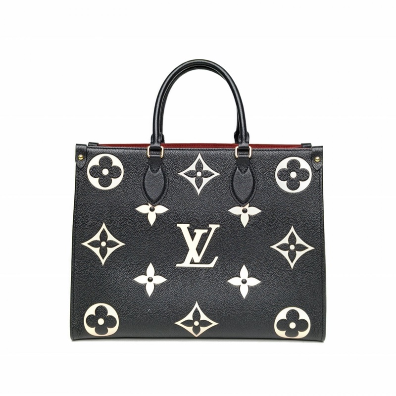 LOUIS VUITTON Onthego中號黑白牛皮晶片大Logo印花-2
