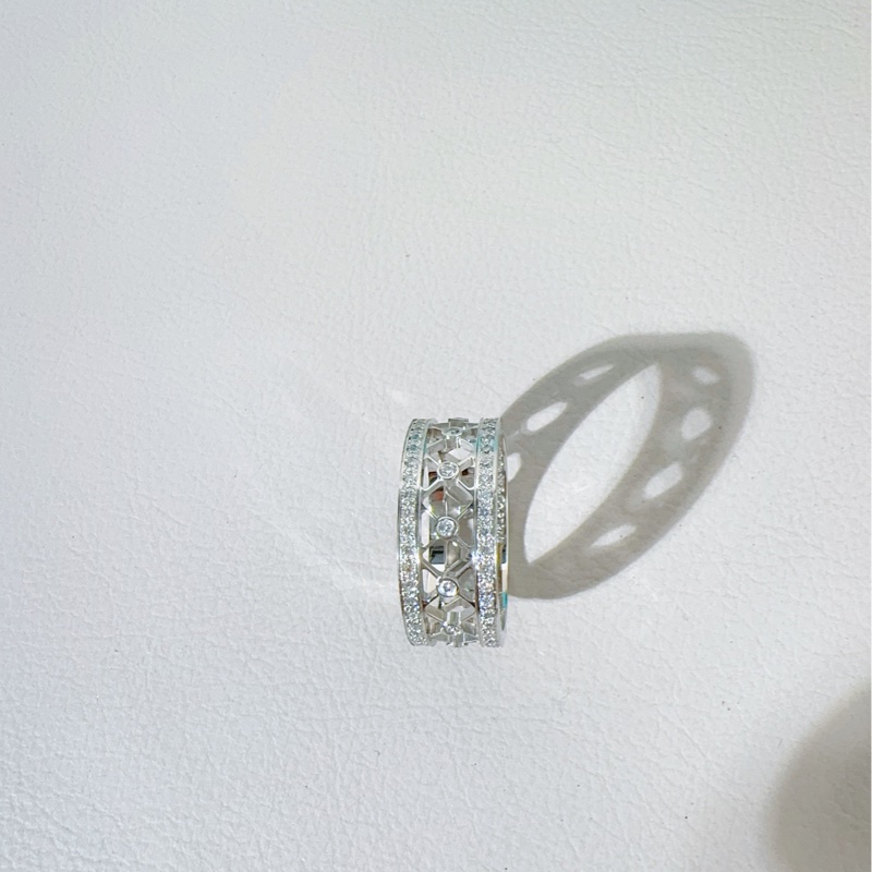 Tiffany蒂芙尼 白金滿鑽鏤空蕾絲花窗戒指,55號-6