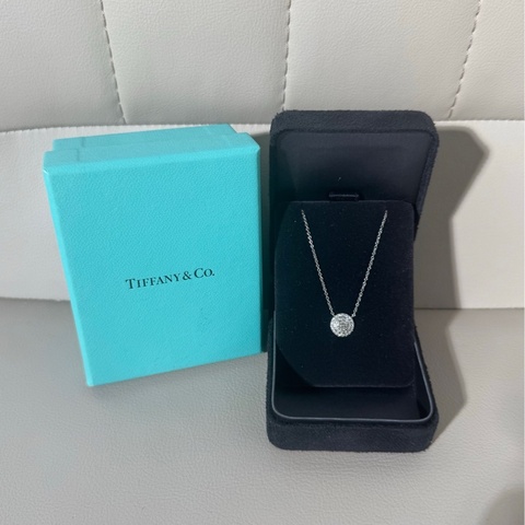 Tiffany蒂芙尼 Soleste系列 PT950鉑金圍鑲鑽 雙圈太陽花項鍊