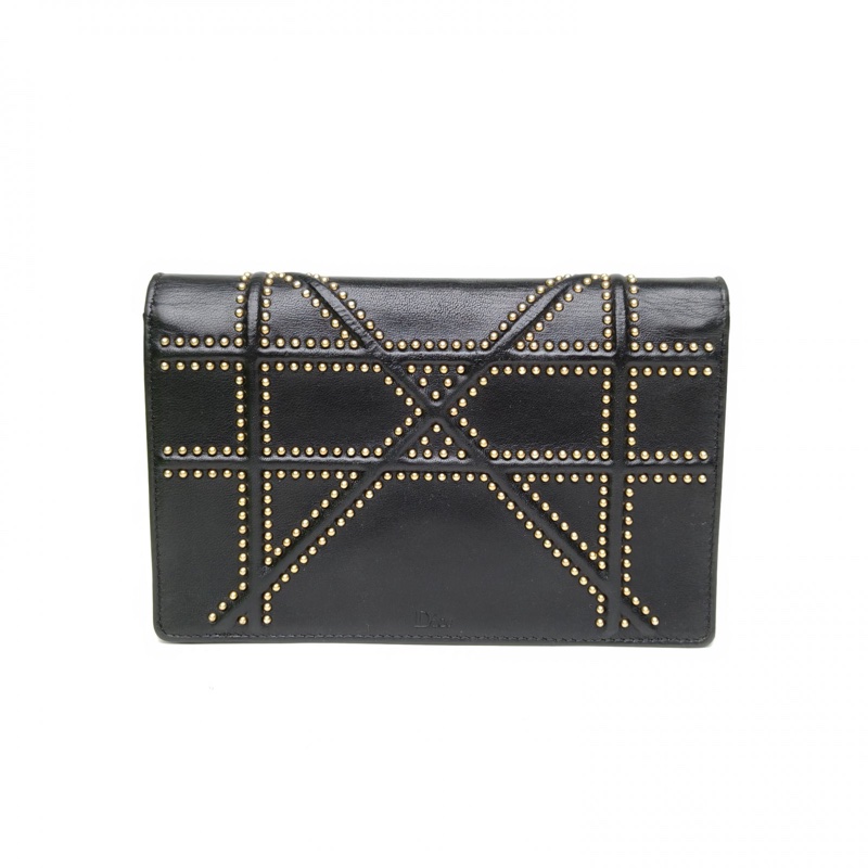 DIOR Diorama盾牌包WOC黑色羊皮金扣2017鉚釘飾面-2