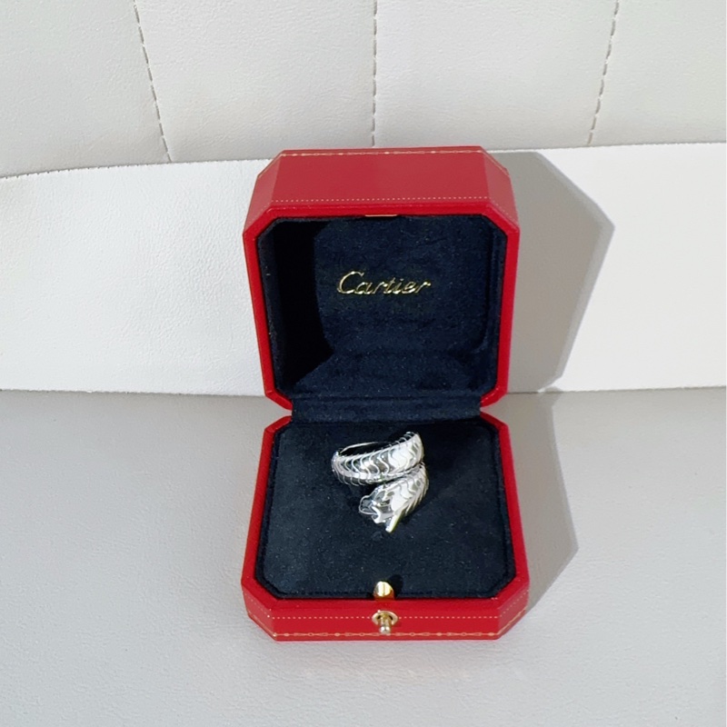 Cartier卡地亞 白金獵豹戒指,56碼-2