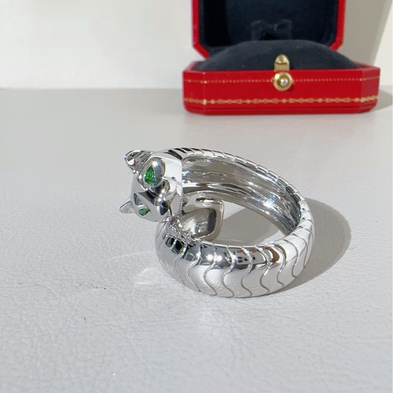 Cartier卡地亞 白金獵豹戒指,56碼-4