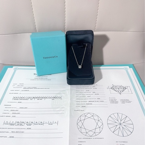 Tiffany蒂芙尼 Solitaire系列 經典款 一克拉鉑金鑽石項鍊
