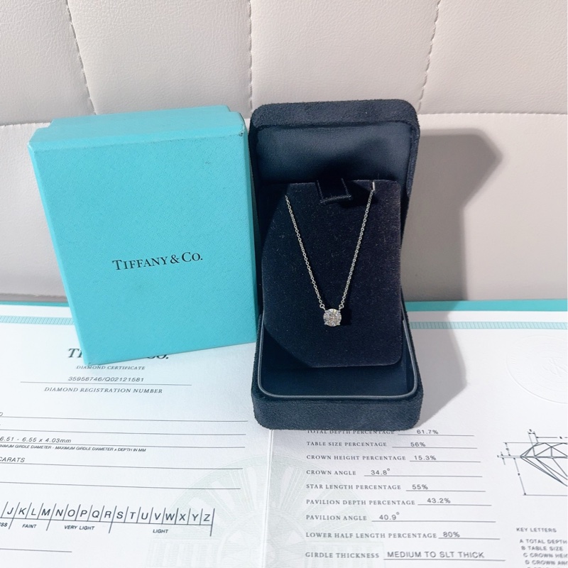 Tiffany蒂芙尼 Solitaire系列 經典款 一克拉鉑金鑽石項鍊-1