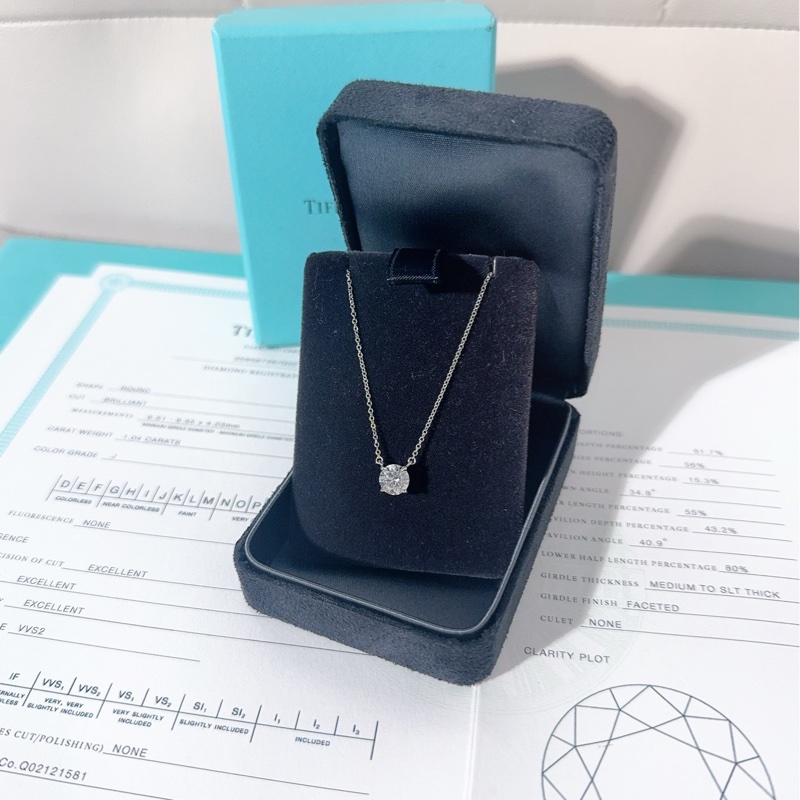 Tiffany蒂芙尼 Solitaire系列 經典款 一克拉鉑金鑽石項鍊-3