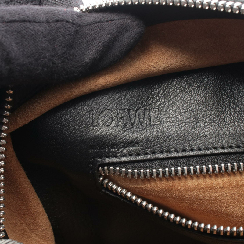 LOEWE Amazona 28 單肩斜背包 352.30.N03 黑色皮革 二手 女士-3