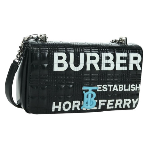 BURBERRY 滾軸鏈條單肩包 皮革 黑色 銀色 正品 am11155V