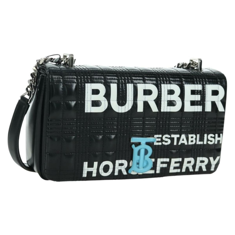 【日本直送】BURBERRY 滾軸鏈條單肩包 皮革 黑色 銀色 正品 am11155V-0