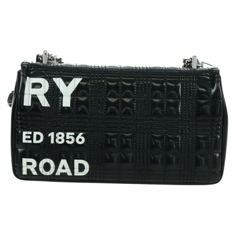 【日本直送】BURBERRY 滾軸鏈條單肩包 皮革 黑色 銀色 正品 am11155V-1