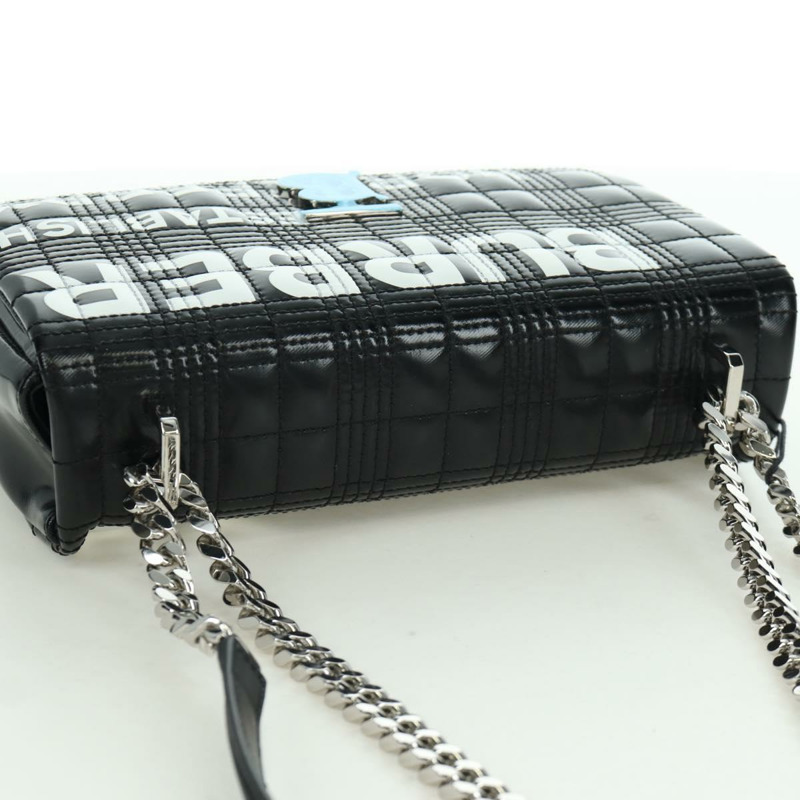 【日本直送】BURBERRY 滾軸鏈條單肩包 皮革 黑色 銀色 正品 am11155V-5