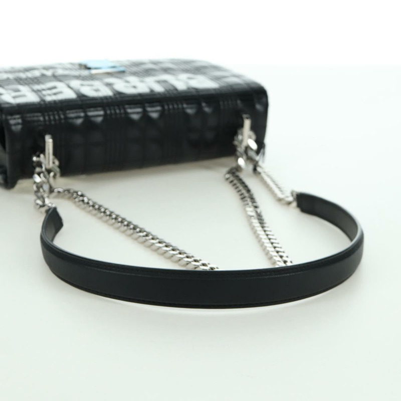 【日本直送】BURBERRY 滾軸鏈條單肩包 皮革 黑色 銀色 正品 am11155V-6