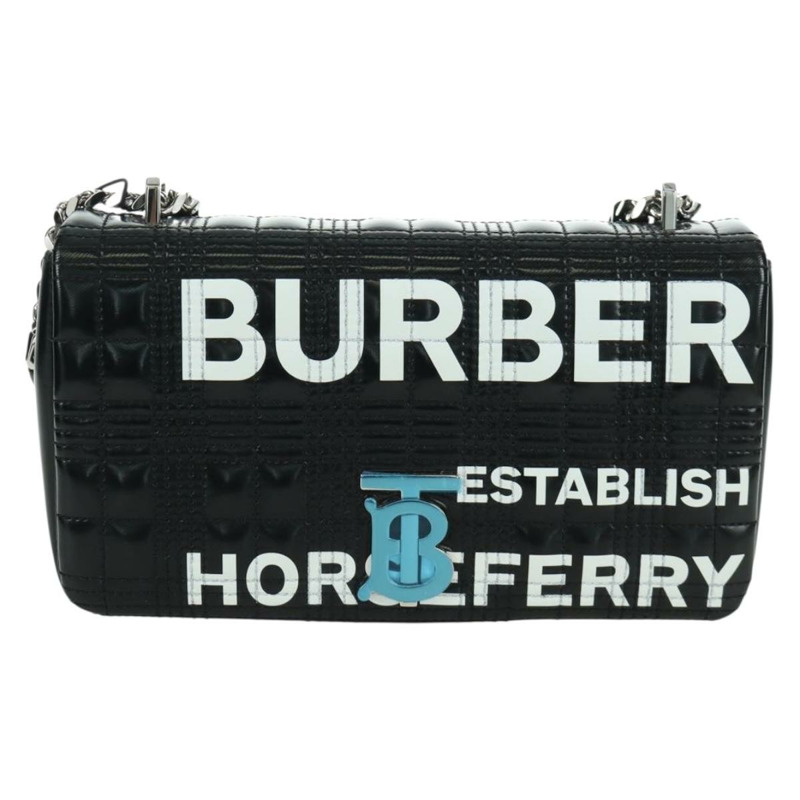 【日本直送】BURBERRY 滾軸鏈條單肩包 皮革 黑色 銀色 正品 am11155V-12