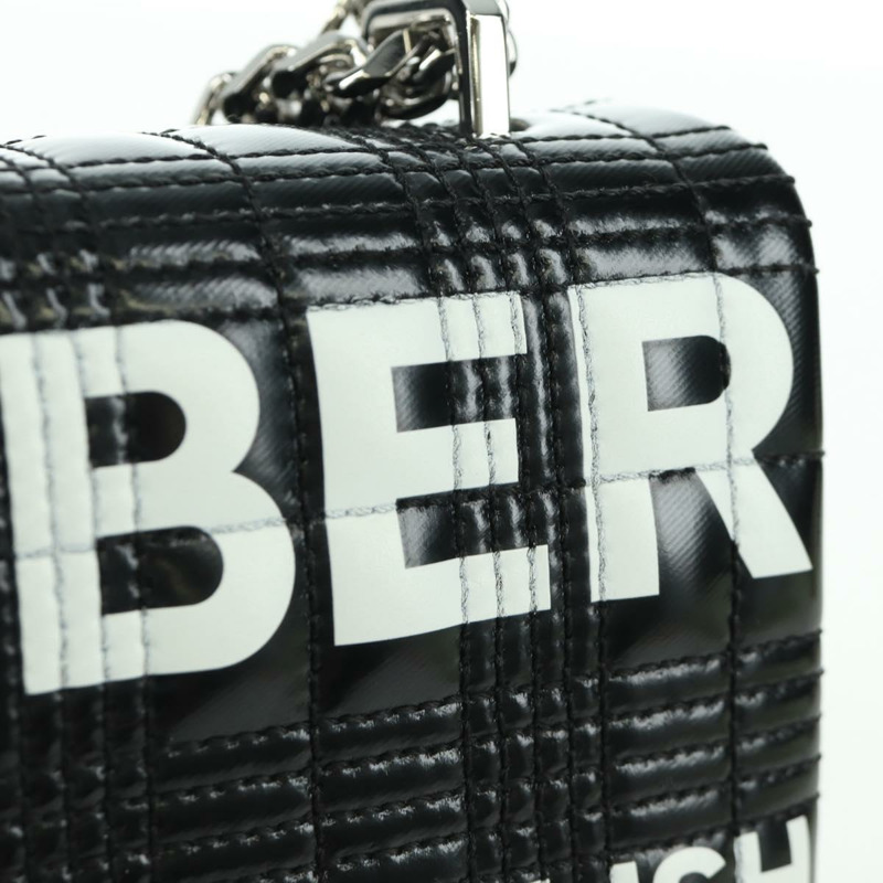 【日本直送】BURBERRY 滾軸鏈條單肩包 皮革 黑色 銀色 正品 am11155V-18