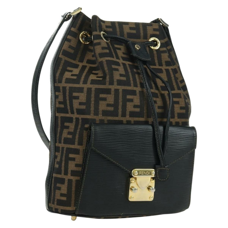 【日本直送】FENDI Zucca帆布單肩包 黑色棕色 正品 BAZ051A-0