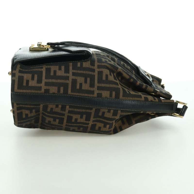 【日本直送】FENDI Zucca帆布單肩包 黑色棕色 正品 BAZ051A-3