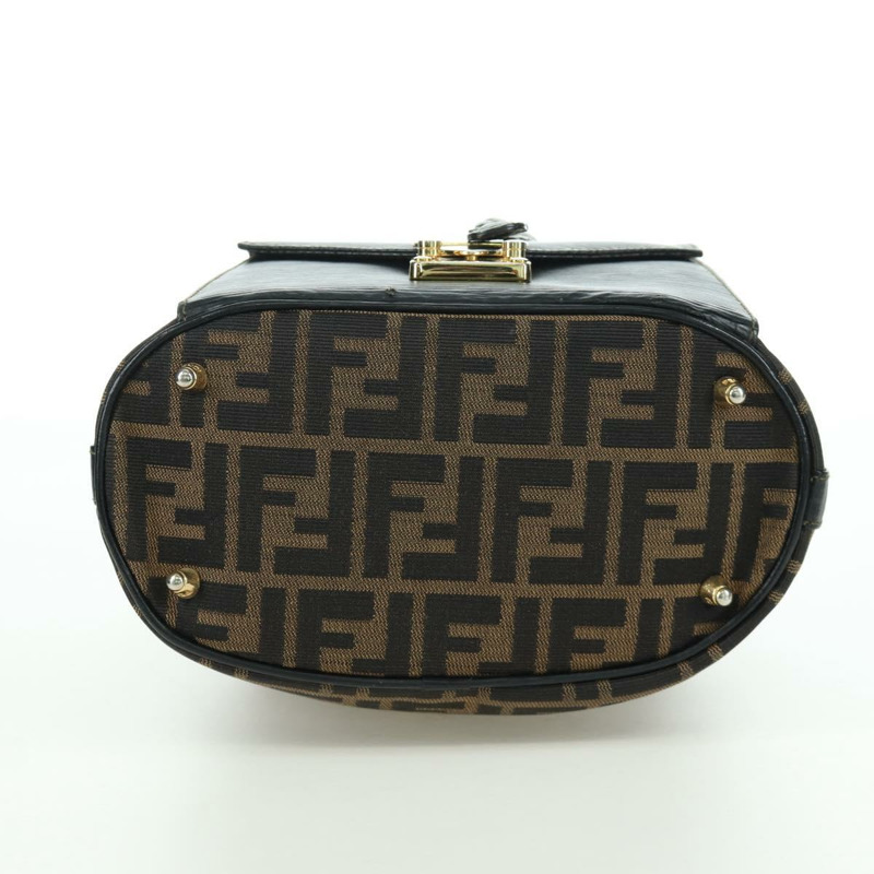 【日本直送】FENDI Zucca帆布單肩包 黑色棕色 正品 BAZ051A-4