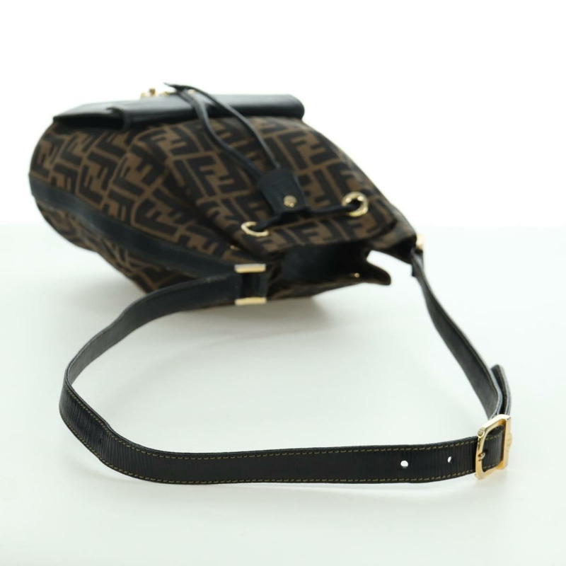 【日本直送】FENDI Zucca帆布單肩包 黑色棕色 正品 BAZ051A-6