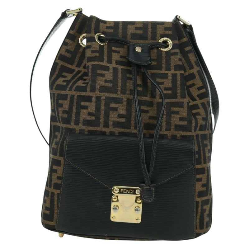 【日本直送】FENDI Zucca帆布單肩包 黑色棕色 正品 BAZ051A-12