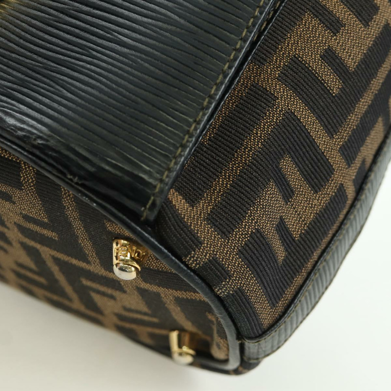【日本直送】FENDI Zucca帆布單肩包 黑色棕色 正品 BAZ051A-14
