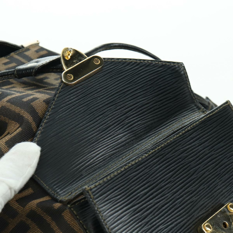 【日本直送】FENDI Zucca帆布單肩包 黑色棕色 正品 BAZ051A-18