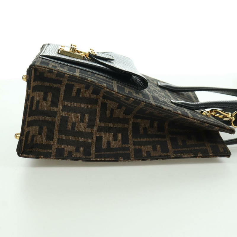 【日本直送】FENDI Zucca帆布Mamma Baguette手袋 棕色 黑色 金色 正品 BAZ583V-3
