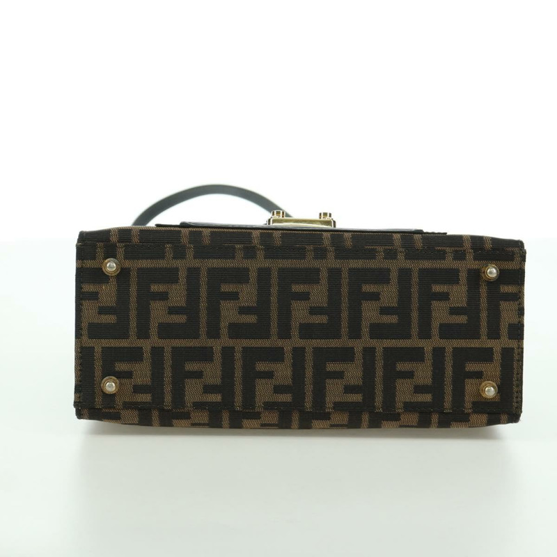 【日本直送】FENDI Zucca帆布Mamma Baguette手袋 棕色 黑色 金色 正品 BAZ583V-4