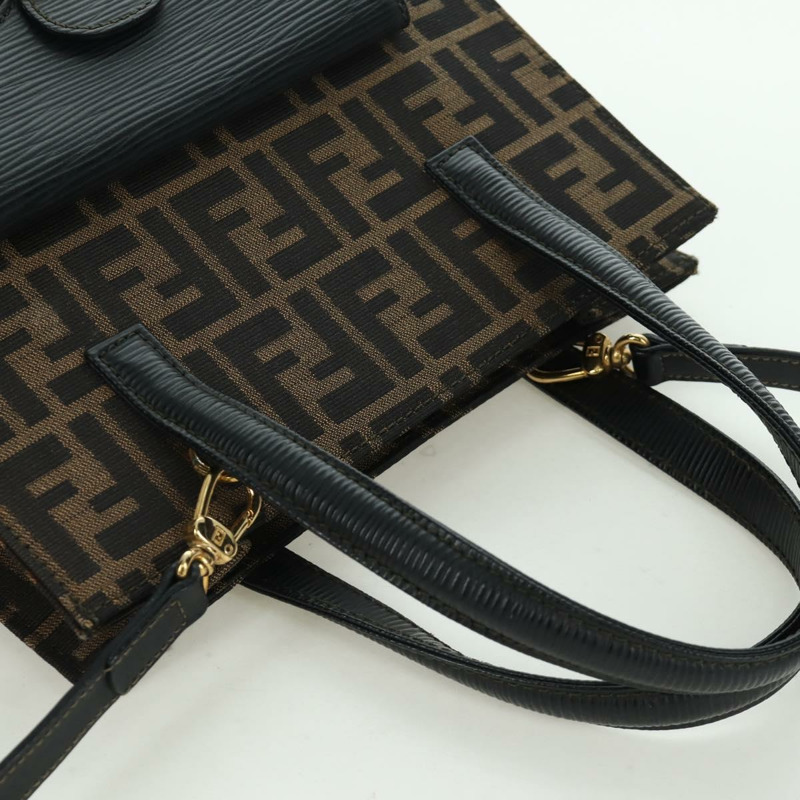 【日本直送】FENDI Zucca帆布Mamma Baguette手袋 棕色 黑色 金色 正品 BAZ583V-5