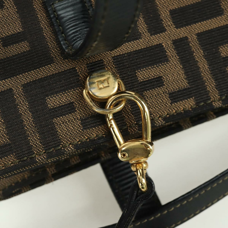 【日本直送】FENDI Zucca帆布Mamma Baguette手袋 棕色 黑色 金色 正品 BAZ583V-8
