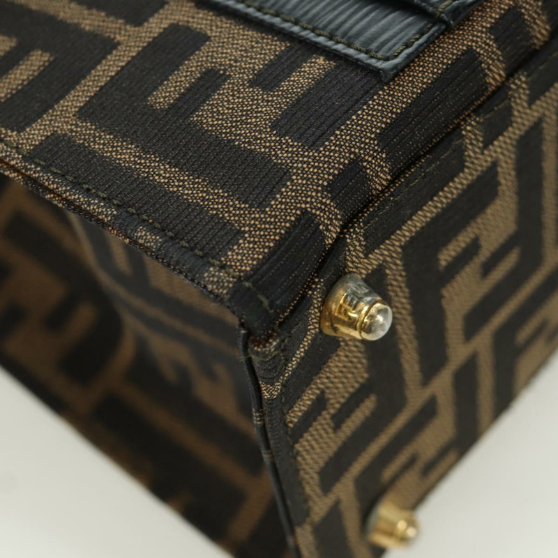 【日本直送】FENDI Zucca帆布Mamma Baguette手袋 棕色 黑色 金色 正品 BAZ583V-15