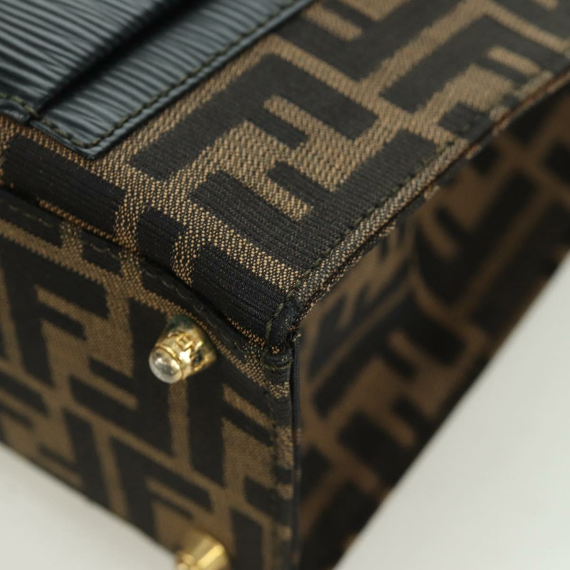 【日本直送】FENDI Zucca帆布Mamma Baguette手袋 棕色 黑色 金色 正品 BAZ583V-16