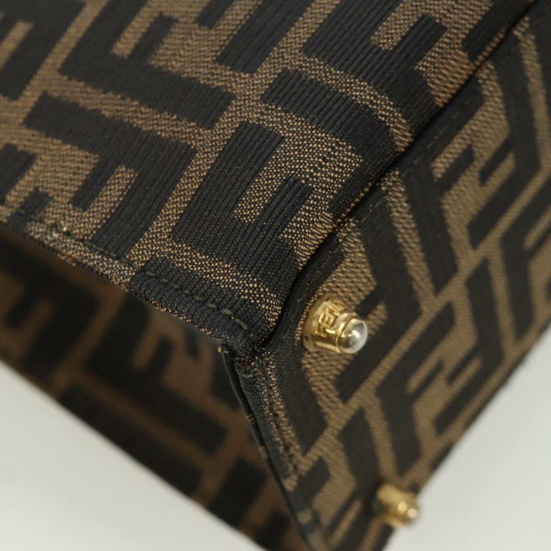 【日本直送】FENDI Zucca帆布Mamma Baguette手袋 棕色 黑色 金色 正品 BAZ583V-17