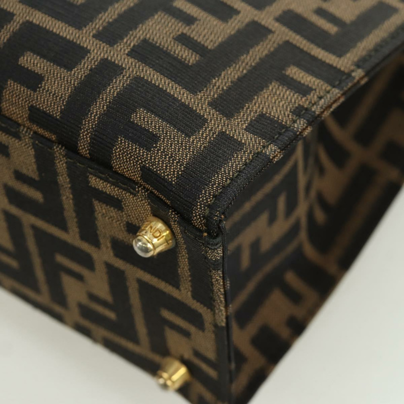 【日本直送】FENDI Zucca帆布Mamma Baguette手袋 棕色 黑色 金色 正品 BAZ583V-18