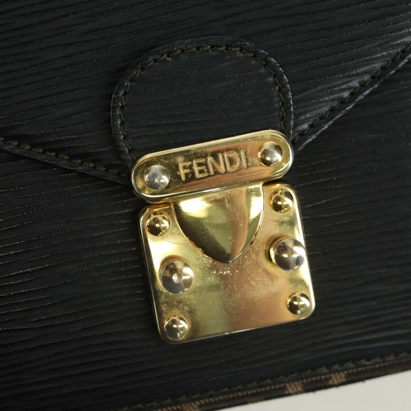 【日本直送】FENDI Zucca帆布Mamma Baguette手袋 棕色 黑色 金色 正品 BAZ583V-19