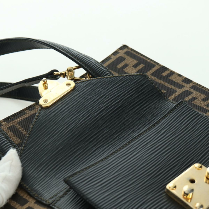 【日本直送】FENDI Zucca帆布Mamma Baguette手袋 棕色 黑色 金色 正品 BAZ583V-20