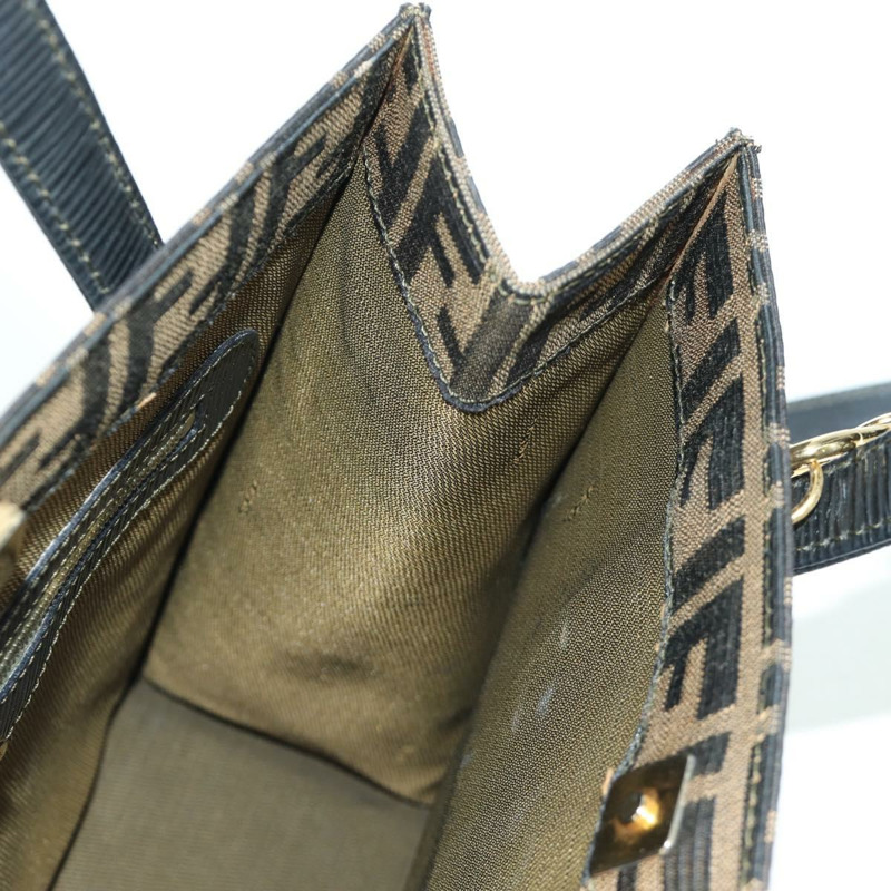 【日本直送】FENDI Zucca帆布Mamma Baguette手袋 棕色 黑色 金色 正品 BAZ583V-25