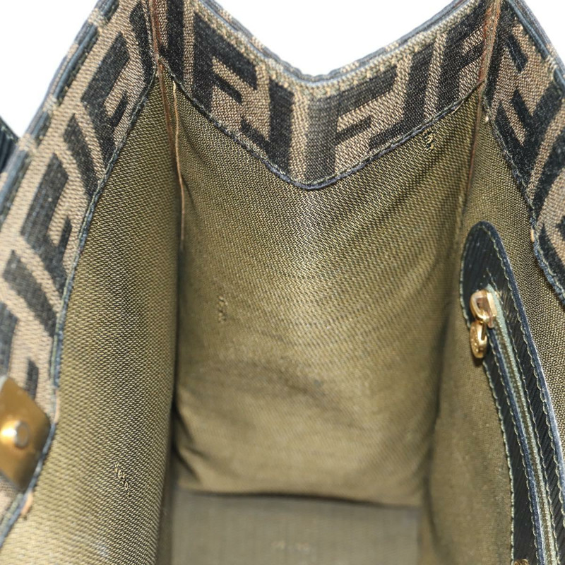 【日本直送】FENDI Zucca帆布Mamma Baguette手袋 棕色 黑色 金色 正品 BAZ583V-26