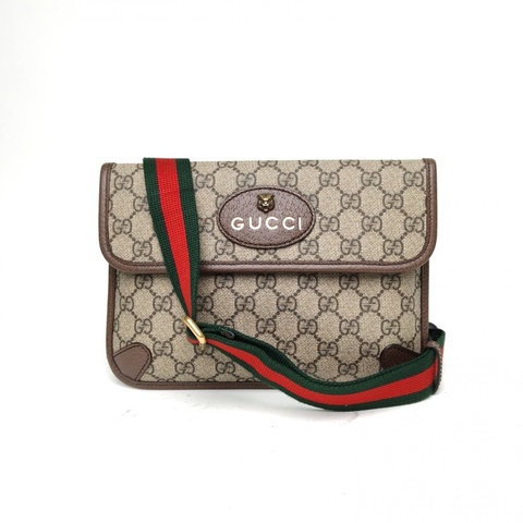 GUCCI NeoVintage虎頭腰包24烏木色PVC金扣