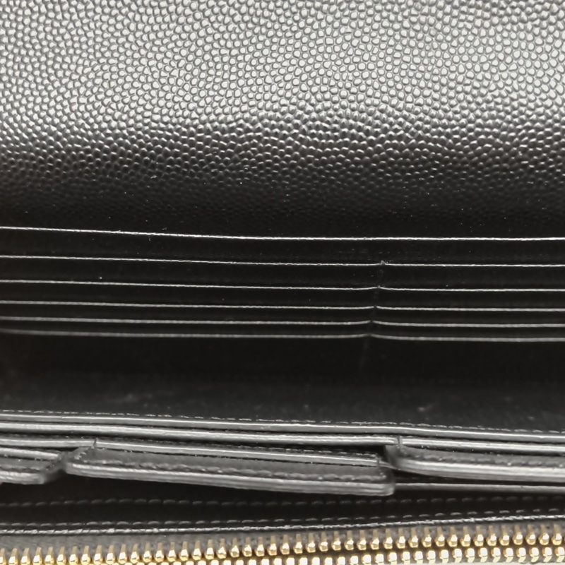 SAINT LAURENT 黑色牛皮長款YSL聖羅蘭收納卡包-4