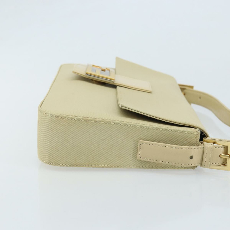 【日本直送】FENDI Mamma Baguette 肩背包 帆布 米色 金色 正品 BAZ238A-2