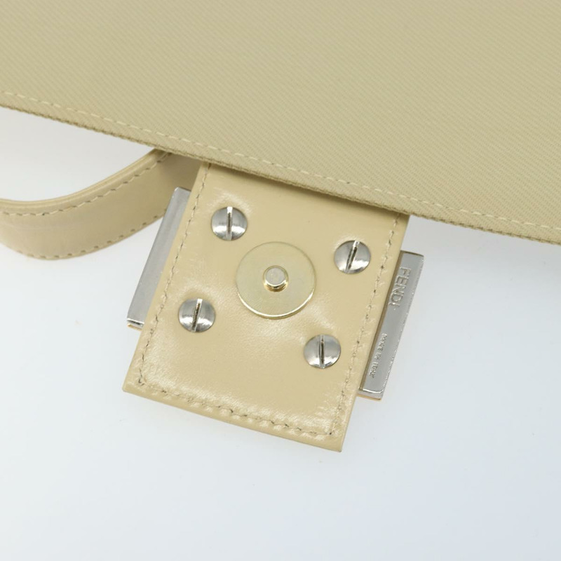 【日本直送】FENDI Mamma Baguette 肩背包 帆布 米色 金色 正品 BAZ238A-9