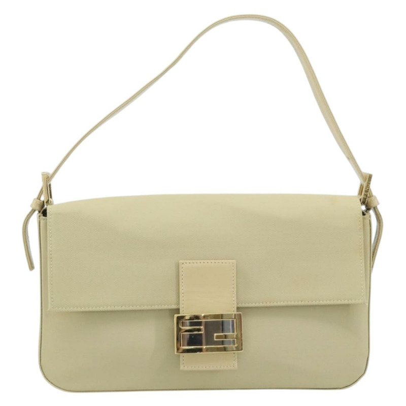 【日本直送】FENDI Mamma Baguette 肩背包 帆布 米色 金色 正品 BAZ238A-12