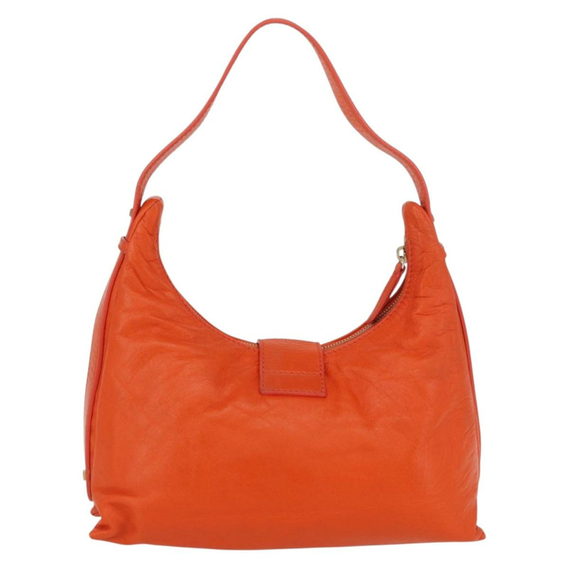 【日本直送】FENDI Mamma Baguette 肩背包 皮革 橘色 金色 Auth mr2236V-1