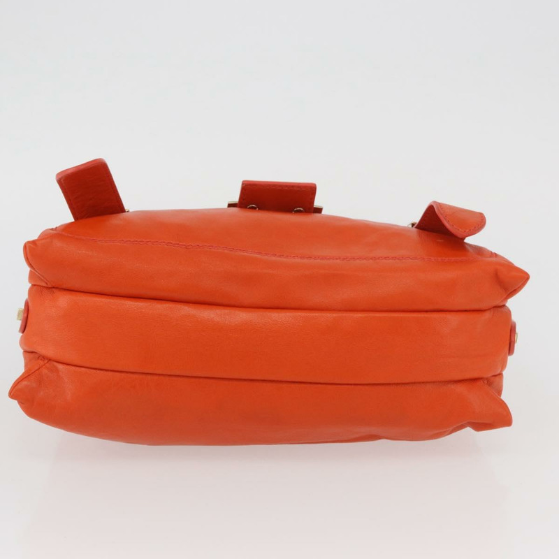 【日本直送】FENDI Mamma Baguette 肩背包 皮革 橘色 金色 Auth mr2236V-4