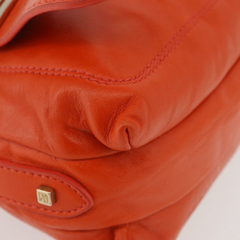 【日本直送】FENDI Mamma Baguette 肩背包 皮革 橘色 金色 Auth mr2236V-8