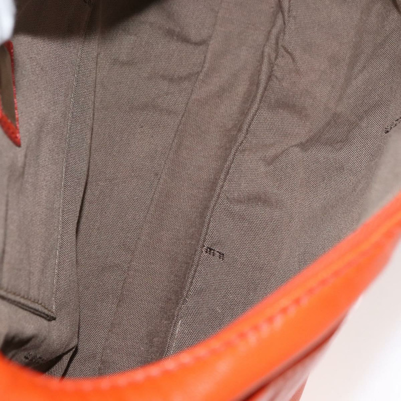 【日本直送】FENDI Mamma Baguette 肩背包 皮革 橘色 金色 Auth mr2236V-9