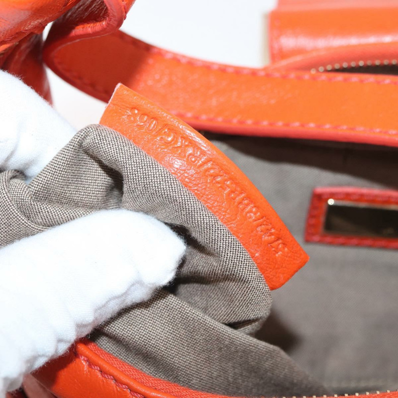 【日本直送】FENDI Mamma Baguette 肩背包 皮革 橘色 金色 Auth mr2236V-10