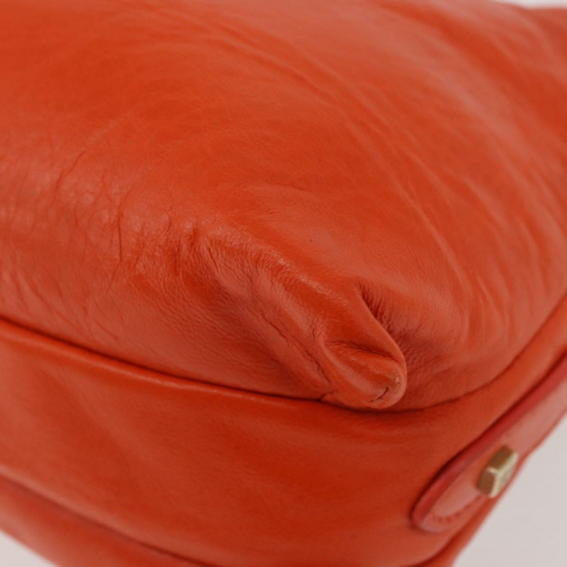 【日本直送】FENDI Mamma Baguette 肩背包 皮革 橘色 金色 Auth mr2236V-15